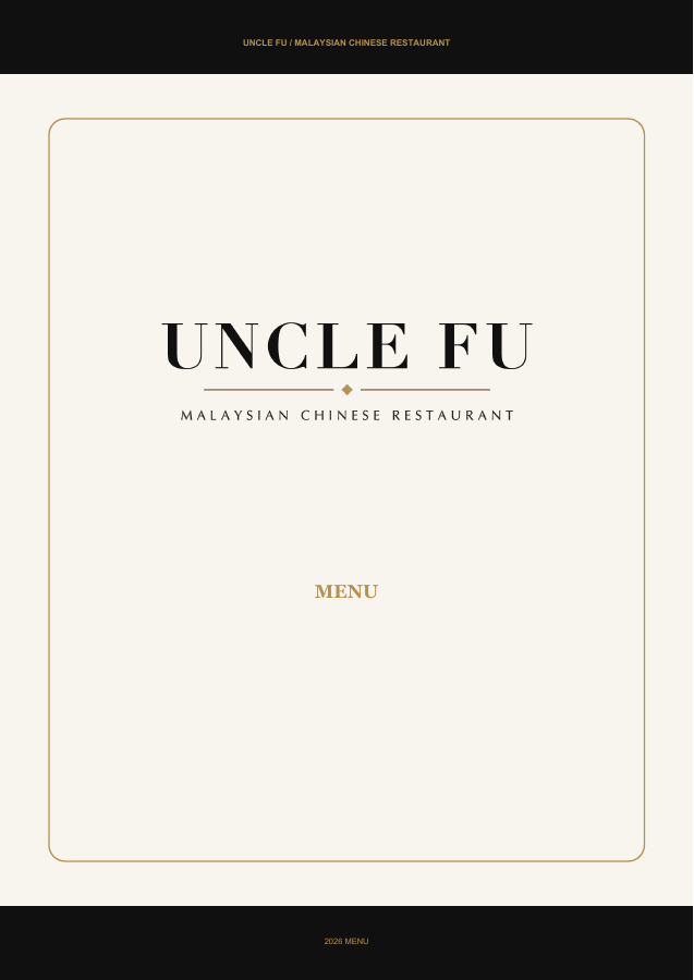 Uncle Fu restaurant English menu cover